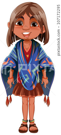 Girl wearing native American outfit Girl wearing native American outfit 107172295