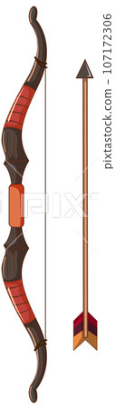 Bow and Arrow on White Background 107172306