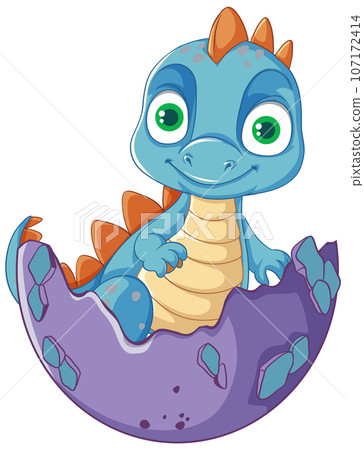 Happy cartoon dinosaur character smiling 107172414