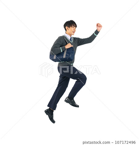 Jumping male student background transparent cutout PNG 107172496