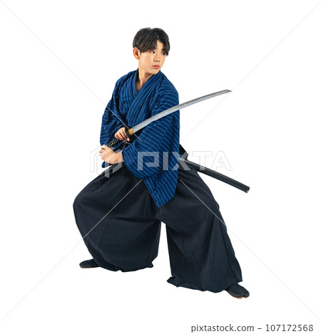 Boy holding a sword, samurai, martial arts, background transparent cutout PNG 107172568