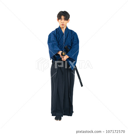 Boy holding a sword, samurai, martial arts, background transparent cutout PNG 107172570