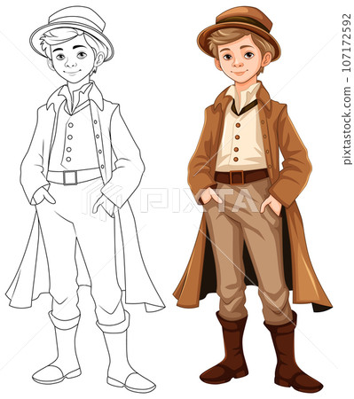 Man Wearing Victorian Vintage Outfit Man Wearing Victorian Vintage Outfit 107172592