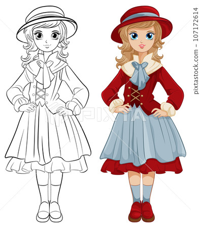 Cute Woman in Vintage Outfit Cute Woman in Vintage Outfit 107172614