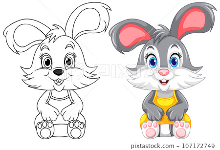 Coloring Page Outline of Cute Rabbit 107172749