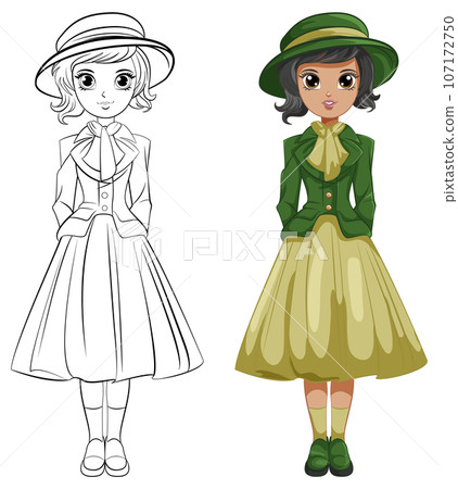 Vintage Victorian Girl Colouring Page 107172750
