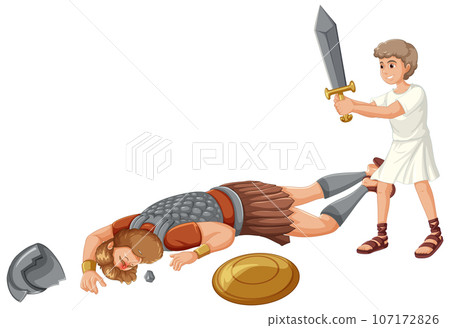 David's Triumph: Flight with Goliath, Sword in Hand 107172826