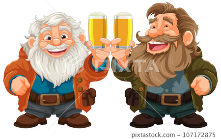 Cheerful Old Friends Celebrating with Beer Cheerful Old Friends Celebrating with Beer 107172875