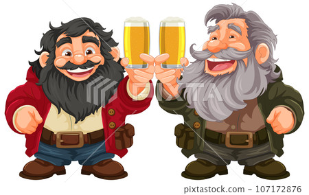 Celebrating Friendship: Happy Old Men Enjoying Beer 107172876