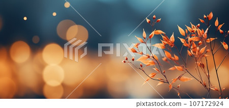 Falling autumn background with bokeh effect, abstract design with copy space. 107172924