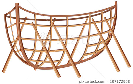 Isolated Wooden Boat Structure on White Background 107172968