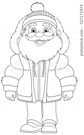 Old Man Cartoon Character in Winter Outfit 107172974