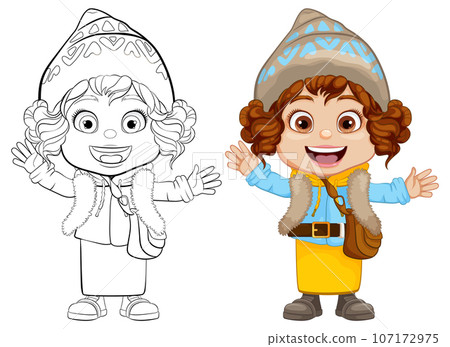 Cheerful Winter Celebration Cartoon Character Girl 107172975