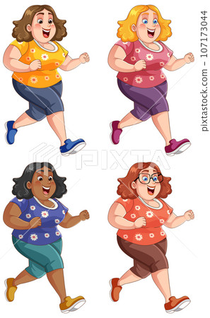 Chubby Women Running Exercise Collection 107173044