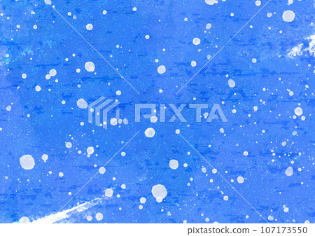 Cold watercolor style blue background material with falling snow 107173550