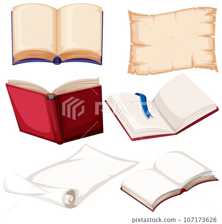 Set of book and paper 107173626
