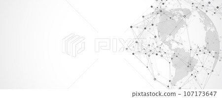 Global network connection concept. Social network communication in the global business concept. Big data visualization. Internet technology illustration. Global network connection concept. Social network communication in the global business concept. Big data visualization. Internet technology illustration. 107173647