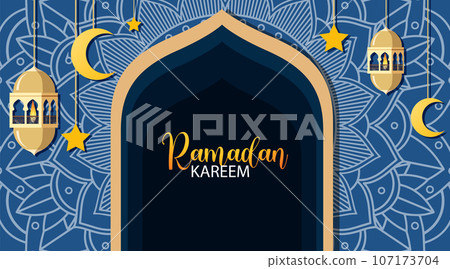 Ramadan Kareem Poster with Traditional Islamic Elements Ramadan Kareem Poster with Traditional Islamic Elements 107173704