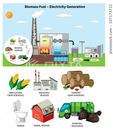 Biomass Fuel Electricity Generation Diagram Biomass Fuel Electricity Generation Diagram 107173722