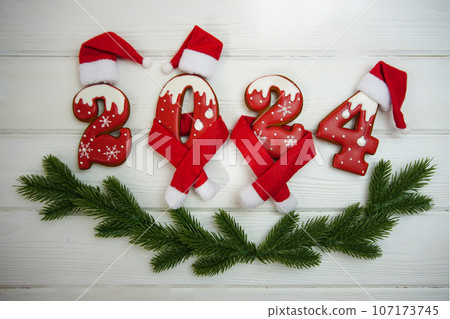 Gingerbread for the celebration of the new year 107173745