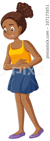 African American Girl Experiencing Menstrual Cramps During Puberty 107173851