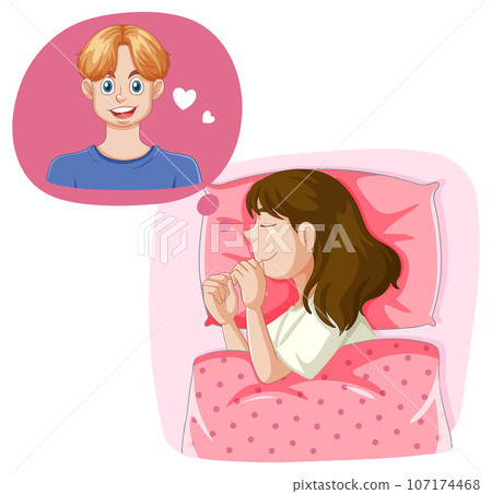 Puberty girl dreaming about her boyfriend 107174468