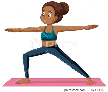 Puberty girl practicing yoga vector 107174469