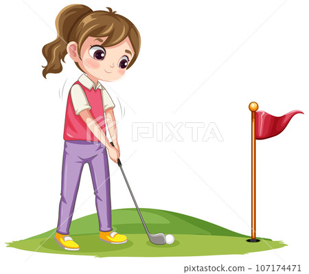 Isolated professional golfer cartoon character 107174471