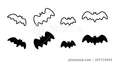 bat vector icon Halloween doodle character cartoon flying logo symbol silhouette illustration design clip art isolated 107174493
