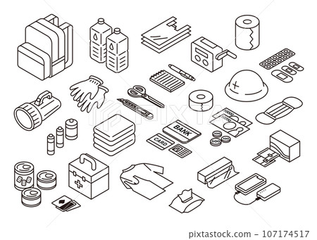 簡單的防災用品插畫素材 107174517
