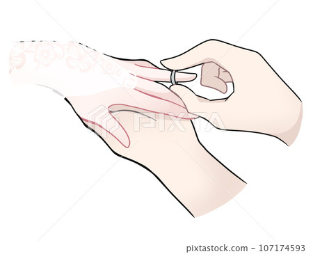 在婚禮上手戴戒指 107174593