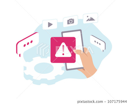 Data Recovery From Damaged Phone. Restoring Personal Data Through Recover Data Software and System Repair. Vector illustration isolated on white background with icons 107175944