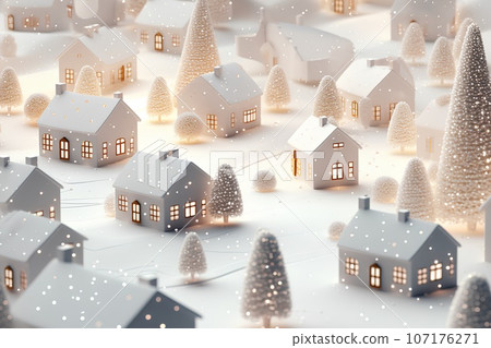 Beautiful cityscape in winter (3D) 107176271