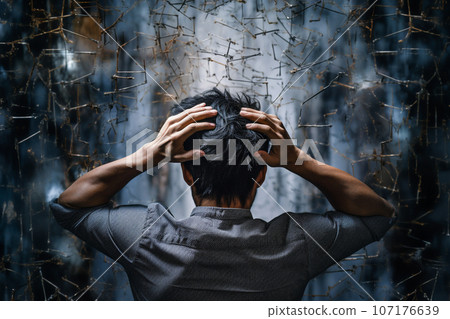 一個男人抱著頭的身影 107176639