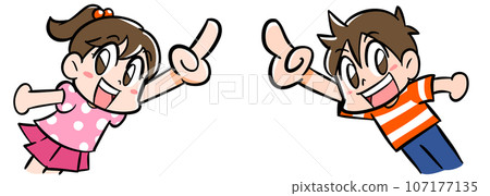 boy girl one finger 107177135