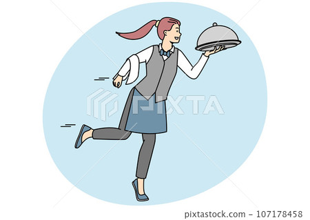Smiling waitress bring meal 107178458