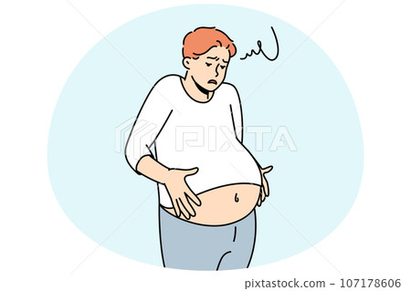 Unhealthy man suffer from indigestion Unhealthy man suffer from indigestion 107178606