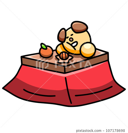 一隻狗在被爐上打盹的插圖 107178698