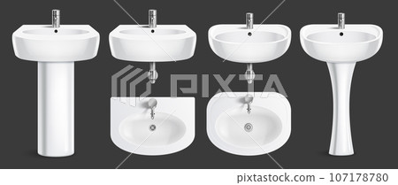 White Sinks Realistic Set 107178780