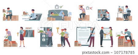 Apartment Rent Icon Set Apartment Rent Icon Set 107178785