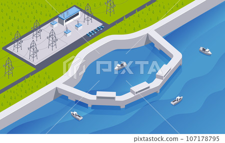 Hydroelectric Station Causeway Composition 107178795