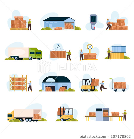 Warehouse Logistic Flat Warehouse Logistic Flat 107178802