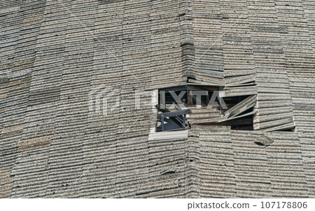 The big hole at the old roof The big hole at the old roof 107178806