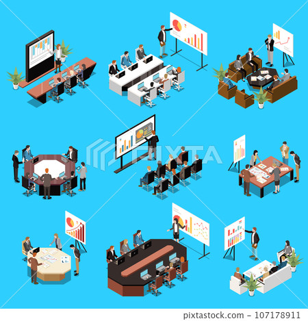 Business Meeting Isometric Set 107178911