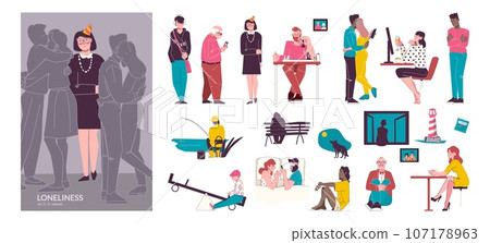 Loneliness Flat Composition Set 107178963