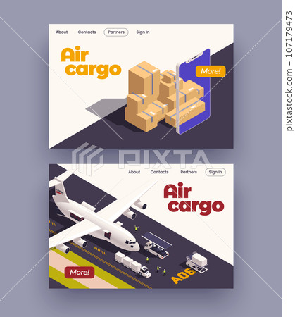 Air Craft Isometric Banner Set 107179473