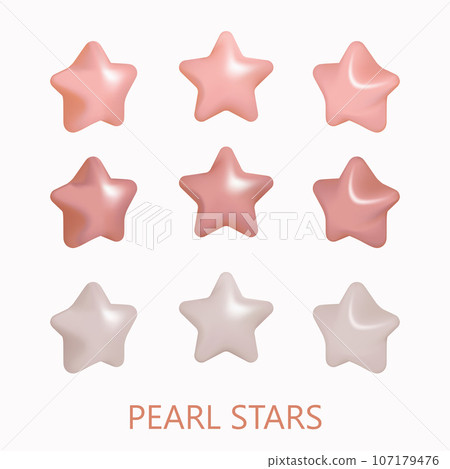 Pink 3D stars icons with pearl texture vector illustration design 107179476