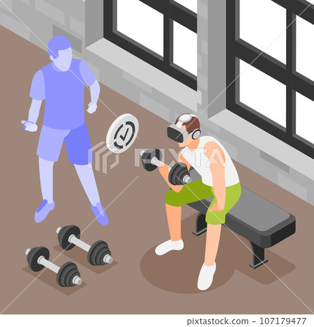 VR Sports Trainings Isometric Colored Concept 107179477