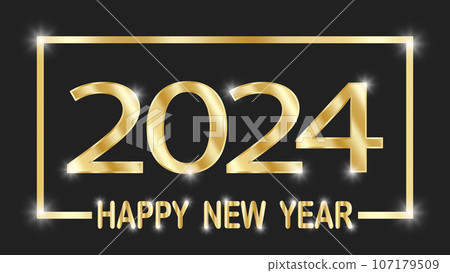 2024 Happy new year gold glittering text design 2024 Happy new year gold glittering text design 107179509