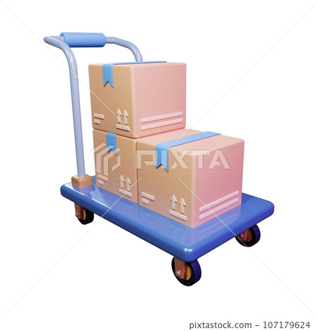 trolley with cardboard boxes trolley with cardboard boxes 107179624